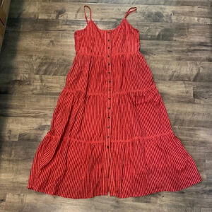 🍒SUNDRY Striped Red Tiered Maxi Dress
